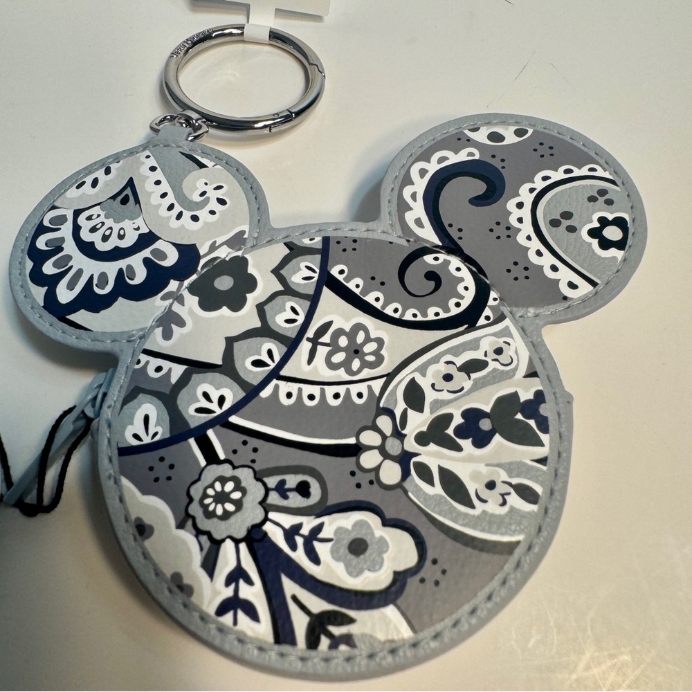 NWT. Vera Bradley Mickey Mouse-shaped gray coin purse keychain by Disney